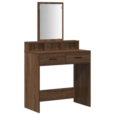 vidaXL Toaletna mizica z predali, rjava hrast, 79x41x140 cm