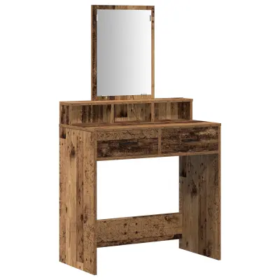 vidaXL Toaletna miza s predali Old Wood 79x41x140 cm