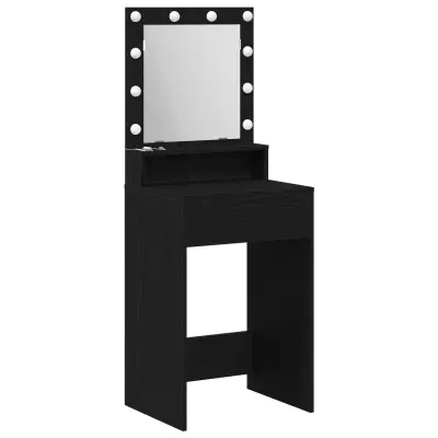 vidaXL Toaletna miza z LED lučmi Črna Oreh 50x41x135 cm