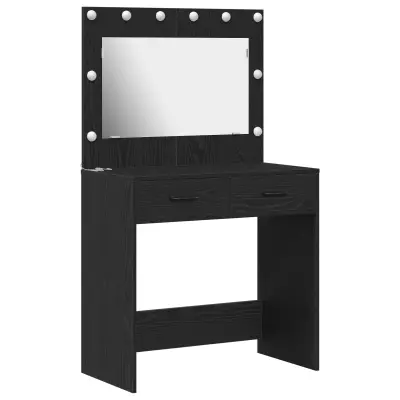 vidaXL Toaletna miza z LED lučmi, črni hrast, 78,5x41x135 cm