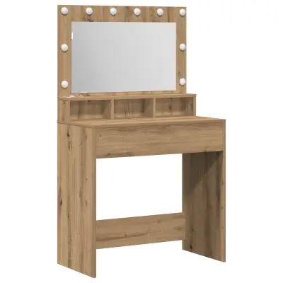 VidaXL toaletna miza z LED lučmi, Artisan Oak 79x41x135 cm