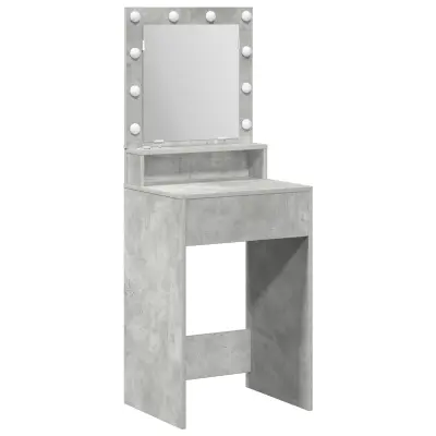 vidaXL toaletna mizica z LED lučmi, betonsko siva, 50x41x135 cm