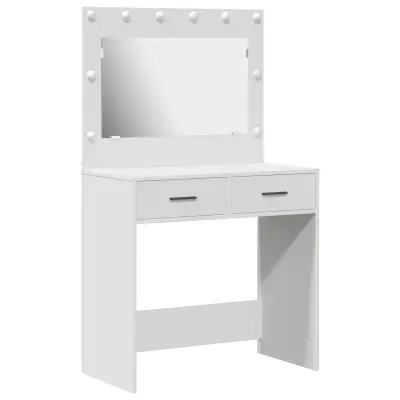 vidaXL toaletna miza z LED lučmi - Bela, 78.5 x 41 x 135 cm