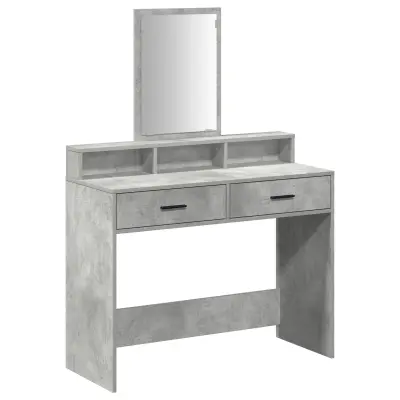 vidaXL Toaletna mizica s predali, betonsko siva, 100x41x140 cm