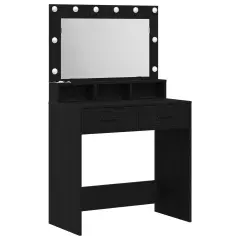 vidaXL Toaletna miza z LED lučmi, črna hrast, 79x41x135 cm