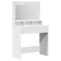 vidaXL Toaletna miza z LED lučmi, bela, 79 x 41 x 135 cm