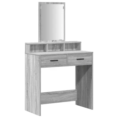 vidaXL Toaletna miza s predali Siva Sonoma 79x41x140 cm