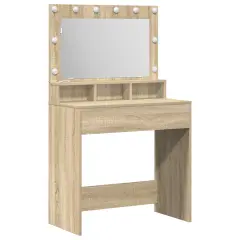 vidaXL Toaletna mizica z LED lučmi Sonoma hrast 79x41x135 cm