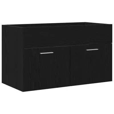 vidaXL Omara za umivalnik Črna Oreh 80x38,5x46 cm