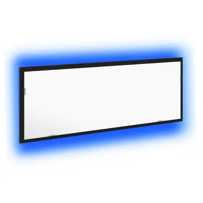vidaXL LED kopalniško ogledalo, črno hrast, 100x8,5x37 cm, inženirski les