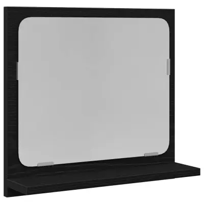 vidaXL Kopalniško ogledalo črno hrast 40x10,5x37 cm inženirski les