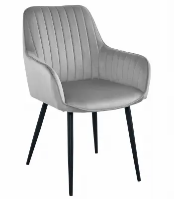 Stol SOLDEN - srebrno siv žamet / črne noge x 1