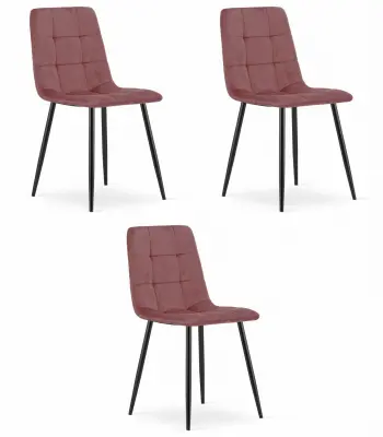 Stol KARA - roza žamet / črne noge x 3