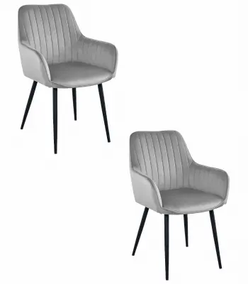 Stol SOLDEN - srebrno siv žamet / črne noge x 2