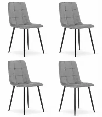 Stol KARA - svetlo siv žamet / črne noge x 4