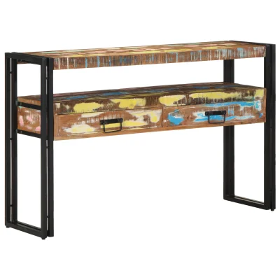 vidaXL Stranske mize Večbarvno 120x33x75 cm Trden predelan les in kovina