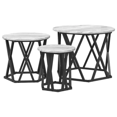 vidaXL Nesting Stranske Mize 3 kosi Siva Sonoma Inženirski Les