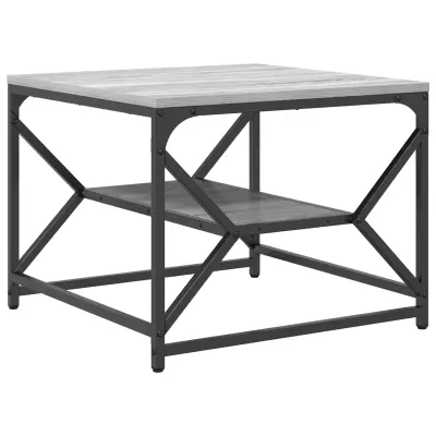 vidaXL Klubska miza s polico - Siva sonoma - 51x50x40 cm - Iz inženirskega lesa