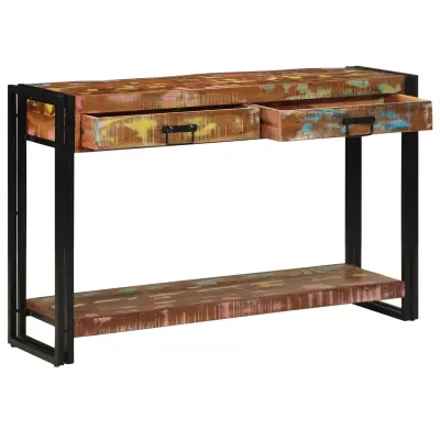 vidaXL Konzolna miza Večbarvno 120x33x75 cm Trden les iz recikliranih materialov