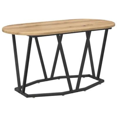 vidaXL Kofeina miza Artisan iz hrasta 80x40x40,5 cm, inženirski les in kovina