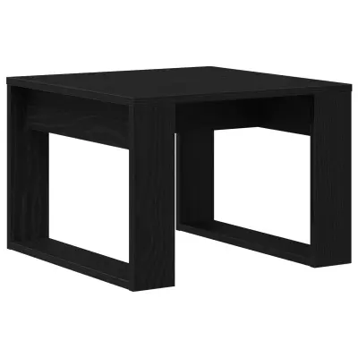 vidaXL Črna hrastova stranska miza - 50x50x35 cm, iz trdega lesa