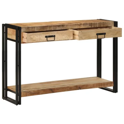 vidaXL Konzolna miza 120x33x75 cm Trd hrapav les mango