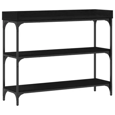 vidaXL Console Miza Črna Oreh 100x30x80 cm Inženirski Les in Jeklo