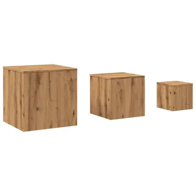 vidaXL Stranske mizice 3 kosi artisan hrast inženirski les