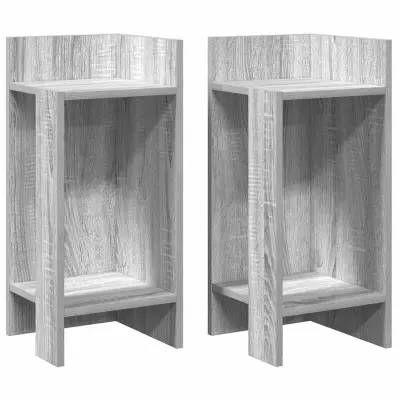 vidaXL Stranske mize s polico 2 kosa siva sonoma 25,5x27x60 cm