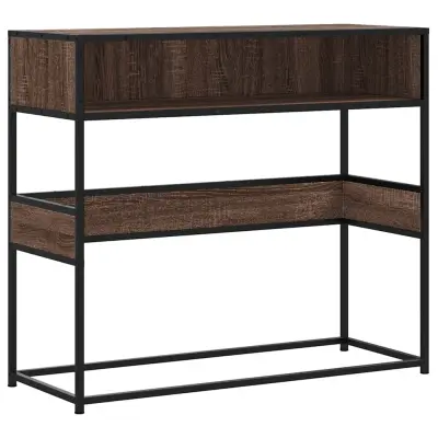 vidaXL Konzolna mizica rjav hrast 90x35x80 cm inženirski les