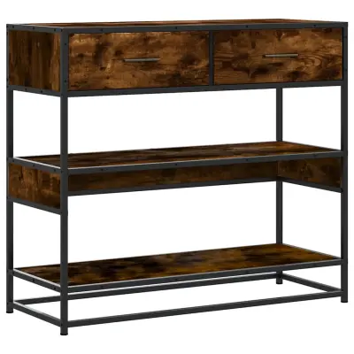 vidaXL Konzolna mizica dimljen hrast 90x35x80 cm inženirski les