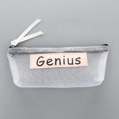 Prozorna torbica za pisala z mrežasto zadrgo Transparent  genij