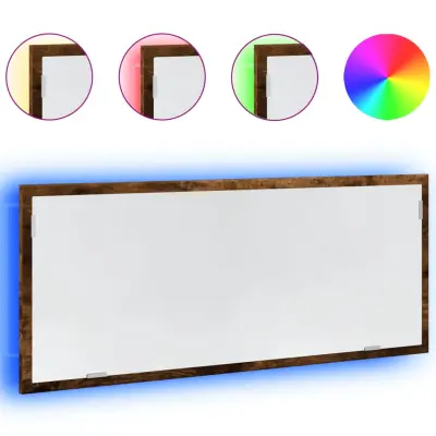 vidaXL LED kopalniško ogledalo dimljeni hrast 100x8,5x37 cm inž. les