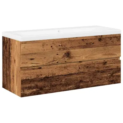 vidaXL omara za umivalnik z vgrajenim umivalnikom Old Wood