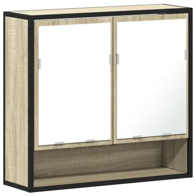 vidaXL Kopalniška omarica z ogledalom sonoma hrast 65x20x60 cm
