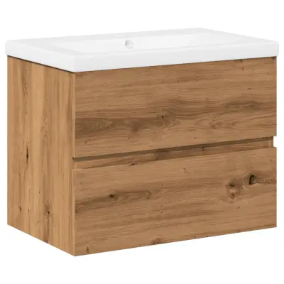 vidaXL omarica za umivalnik z vgrajenim umivalnikom Artisan Oak
