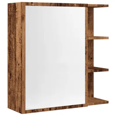 vidaXL Kopalniška omarica z ogledalom star les 62,5x20,5x64cm inž. les