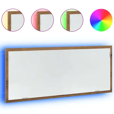 vidaXL LED kopalniško ogledalo artisan hrast 100x8,5x37 cm inž. les