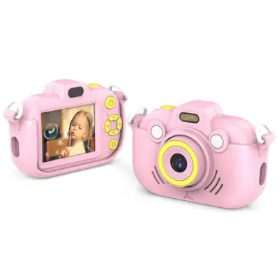 DC502 2,4-palčni otroški digitalni fotoaparat s 16-kratnim zoomom 2,7K za snemanje videoposnetkov, barva: roza brez kartice