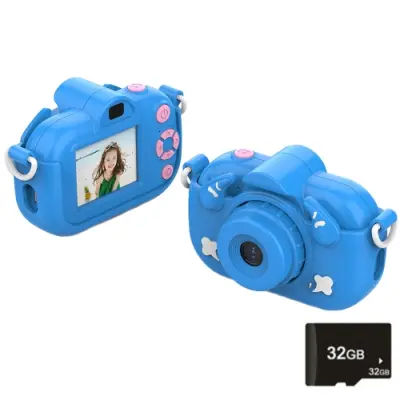 DC501 2,0-palčni digitalni fotoaparat HD s 4-kratnim zoomom Mini otroški fotografski fotoaparat, Barva: modra + 32G
