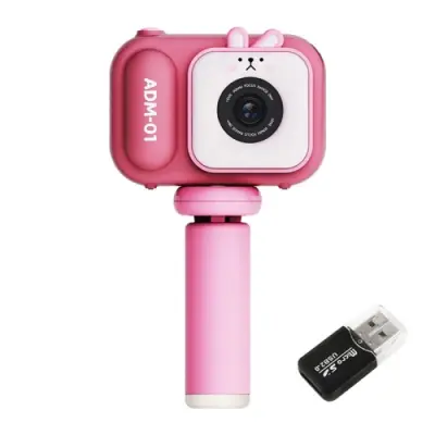 2,4-palčni zaslon IPS, 48 MP, dvojna leča, otroški digitalni fotoaparat, mini video kamera s kartico 32G TF Pink Bunny