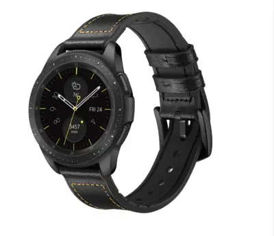 Silikonski in usnjeni pašček za Galaxy Watch 3/5 Black 22 mm