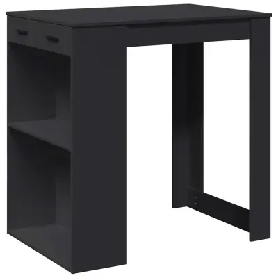 vidaXL Barska miza črna 102x70x103,5 cm inženirski les
