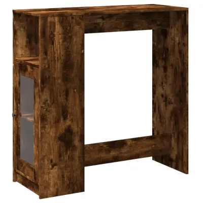 vidaXL Barska miza s policami dimljen hrast 101x40x103,5 cm inž. les