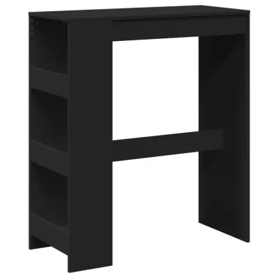 vidaXL Barska miza s policami črna 90x40x103,5 cm inženirski les