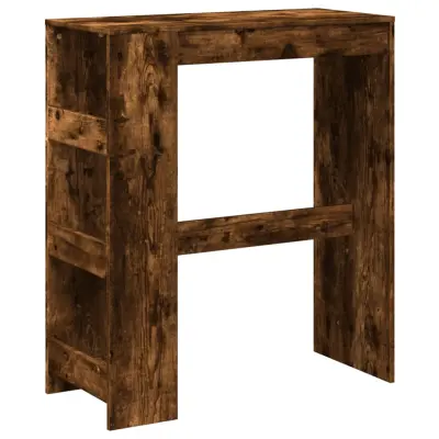 vidaXL Barska miza s policami dimljen hrast 90x40x103,5 cm inž. les
