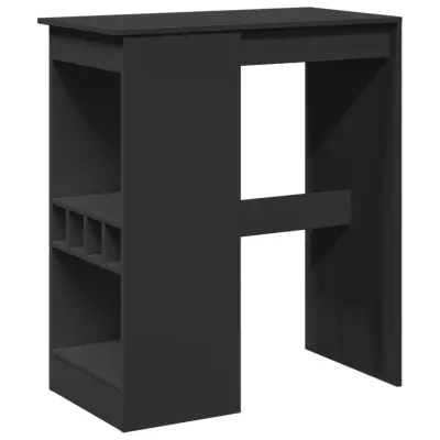 vidaXL Barska miza s policami črna 90x47,5x103,5 cm inženirski les