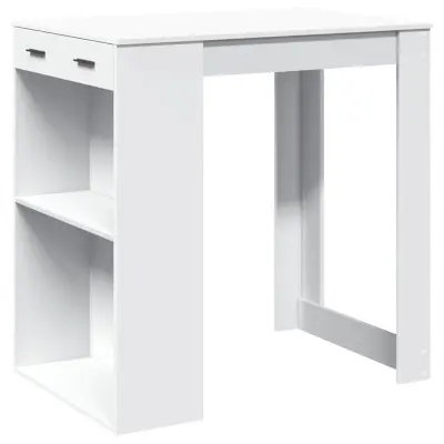 vidaXL Barska miza bela 102x70x103,5 cm inženirski les