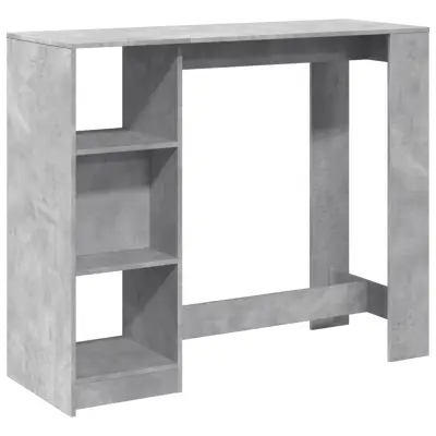 vidaXL Barska miza s policami betonsko siva 124x46x103,5 cm inž. les