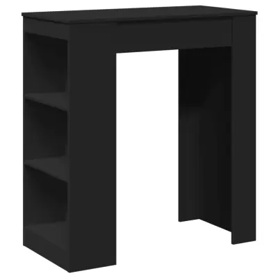 vidaXL Barska miza s policami črna 95x47x103,5 cm inženirski les